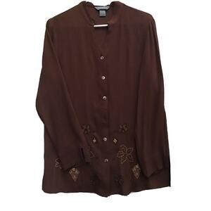 Koret Womens Blouse with Embroidered Design Size M